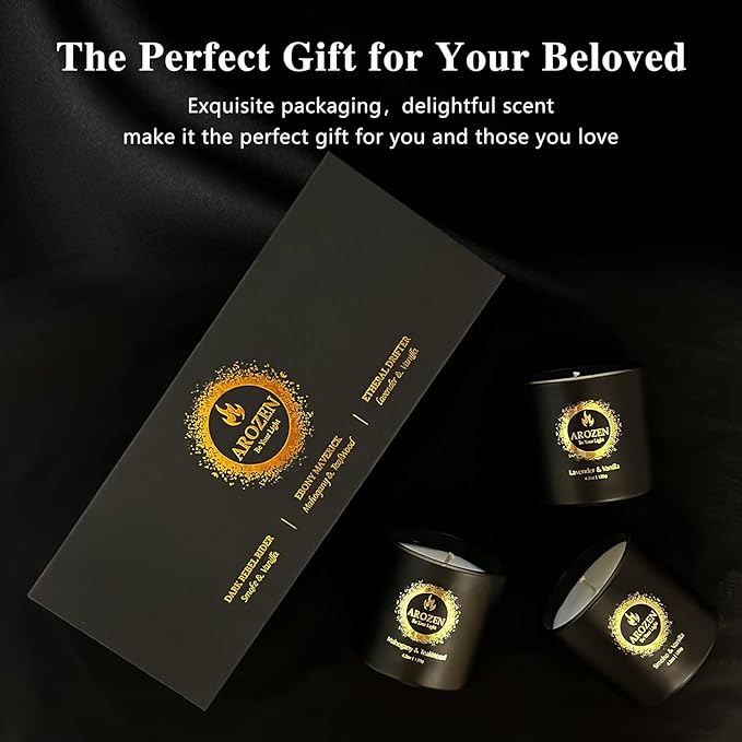 3 Pack Scented Candles Set | Men Candle Gift Set, Aromatherapy Scented Candles for Home, Gifts for Men Dad Fathers Day, Soy Candle of Lavender, Mahogany Teakwood & Smoke Vanilla,70H Burn Time