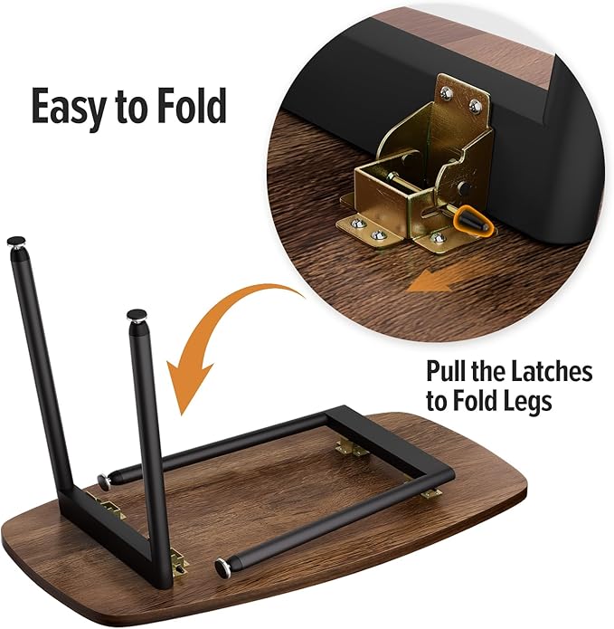 WOHOMO Folding Coffee Table Rustic Small Coffee Tables for Living Room Farmhouse Portable Table for Small Spaces Rectangular Mid Century Coffee Table, No Assembly 31.5 * 15.7 * 17.7IN, Walnut