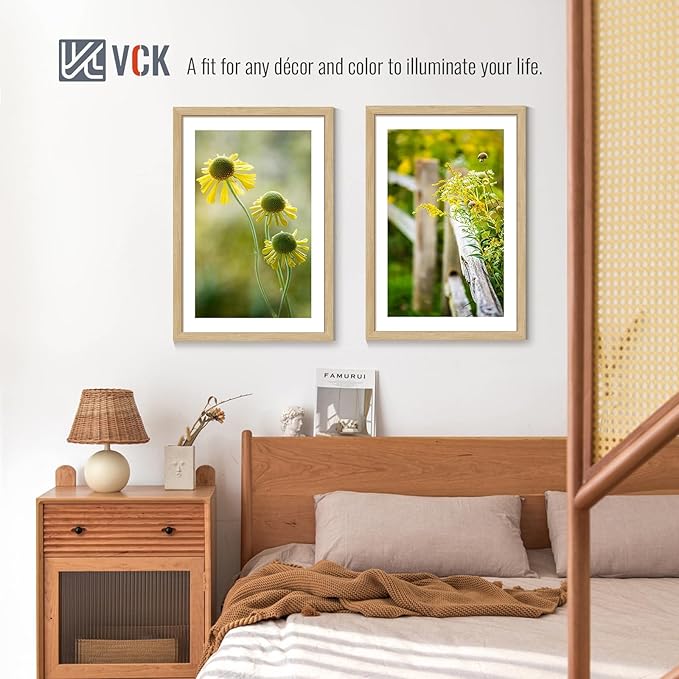 VCK 20x30 Poster Frame Set of 4 - Oak, Gallery-Quality Wood Picture Frames, 1.1-Inch Wide Border, Polished Plexiglass, Vertical or Horizontal Wall Display for Photo/Art/Prints, Natural Oak