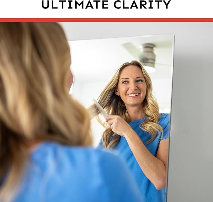 68x20 Frameless Full Length Silver Coating Mirror w/Distortion Free, HD Reflection &Anti Desilvering, Tempered Glass & Shatter Proof Film Doubling Safety, Easy Setup w/Stand, Wall/Standing