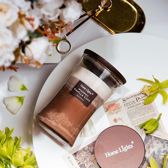 HomeLights 3-Layer Candles for Home Scented, 21.52 OZ Natural Soy Wax Scented Candles Burns Up to 100 Hours, Large Jar, Whipped Vanilla Cake