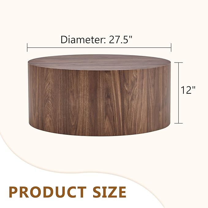 Modern Coffee Table,27.5Inch Round Top Tea Table,Living Room Center Table with Texture for Living Room,Office,Apartment