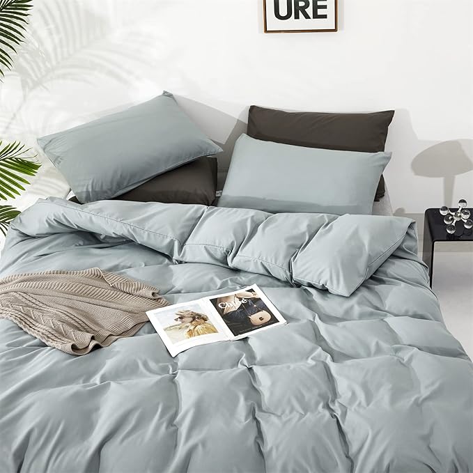 Light Blue Comforter Full Set – Fog Blue Comforter Cloud-Like Comfort Lightweight & Breathable 3-Piece Bedding Set Size Wrinkle-Resistant & Machine Washable
