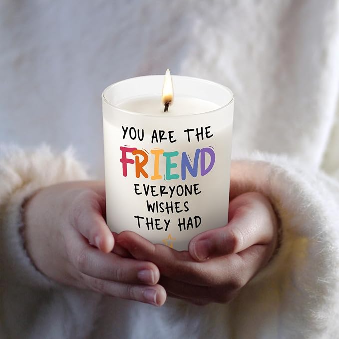 Friend Gifts for Women - Long Lasting Vanilla Lavender Candle 10 oz - Birthday Christmas Friendship Gifts for Women Friends BFF Soul Sister Work Bestie