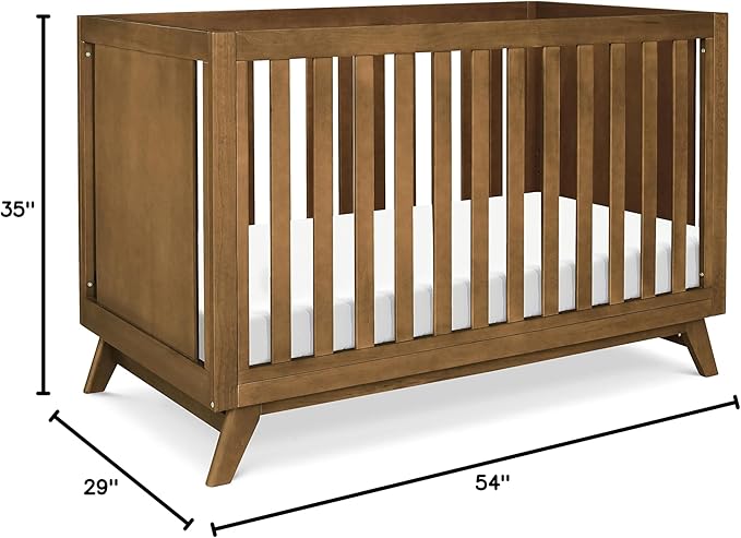 DaVinci Otto 3-in-1 Convertible Baby Crib with Toddler Bed & Daybed Conversion, Durable & Easy to Assemble - GREENGUARD Gold Certified with 4 Adjustable Mattress Heights - Walnut
