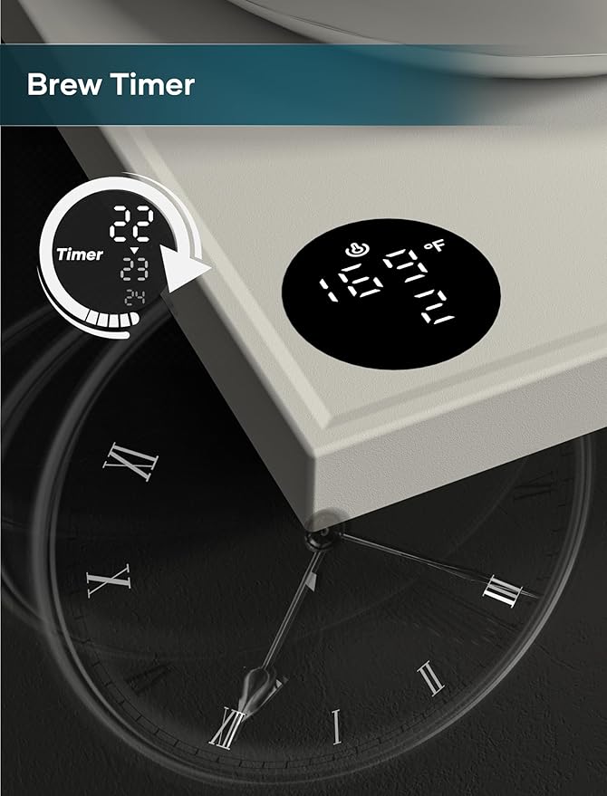 Electric Kettle, Gooseneck Electric Kettle, ±1℉ Precise Temperature Control, Stainless Steel Interior, Quick Heating for Pour Over Coffee, Tea & Boiling Water, 0.9L (Cream)