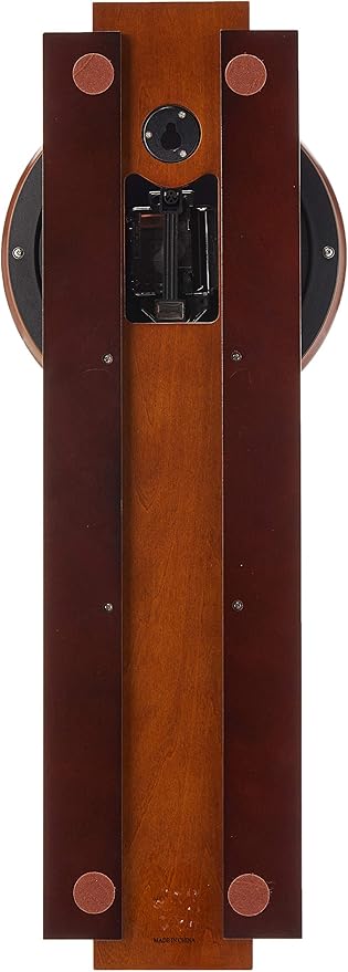 Bulova C3383 Avent Wall Clock | Two-Tone Wooden Case with Slow-Swing Pendulum | Arabic Numerals | Personalization Plate | 23.5" Height