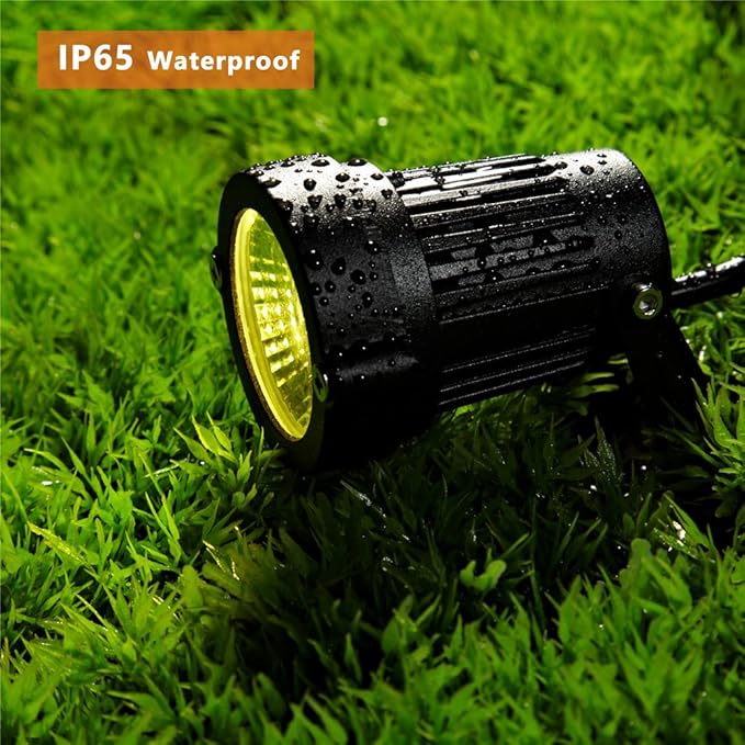 Z Outdoor Landscape LED Lighting 5W Waterproof Graden Lights COB Led Spotlights with Spiked Stand for Lawn Decorative Lamp US 3- Plug 3500K Warm White Lights (2 Packs)