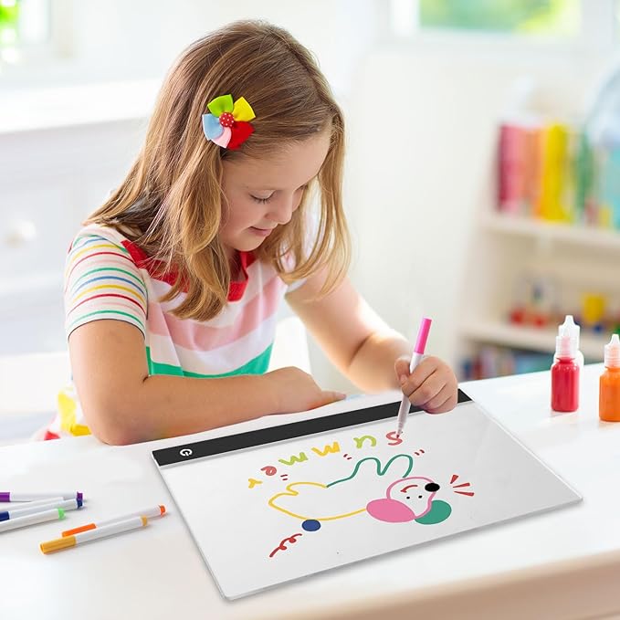 13.7X 10Inch 6 Color LED Drawing Board for Kids, LED Note Board with Colors,Light Up Acrylic Dry Erase Board with Stand,7 Markers, Rewritable Message Board Creative Fun for Home, Classrooms, Gifts.