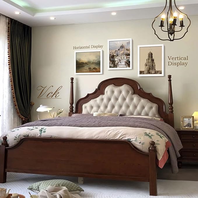 VCK 16x20 Picture Frame Set of 4 - White, Gallery-Quality Wood Poster Frames, 1.1-Inch Wide Border, Polished Plexiglass, Vertical or Horizontal Wall Display for Photo/Art/Prints, White