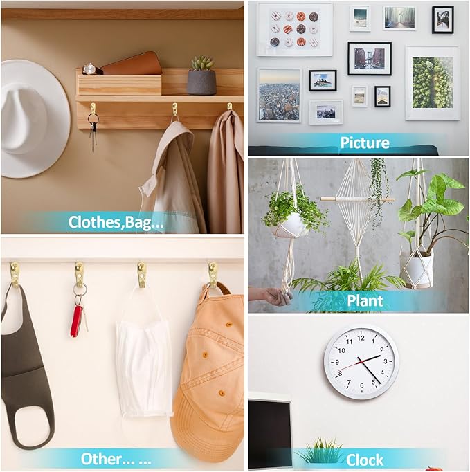 30 lb Picture Hangers (30 Set), Professional Hanging Hooks with Nails, Premium Drywall & Wooden Wall Picture Hangers