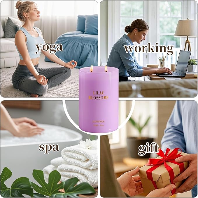 Goodpick Lilac Scented Candle, Mothers Day Soy Wax Candle, 22oz Long Lasting 120H for Home Scented, Gifts for Women