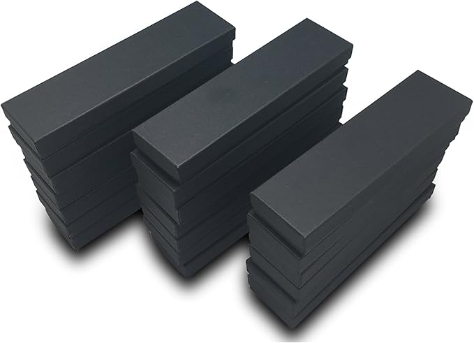 TheDisplayGuys - 25-Pack #82 Cotton Filled Cardboard Paper Jewelry Boxes Gift Case - Matte Black (8.0" x 2.0" x 1.0") - for Shipping or Storage