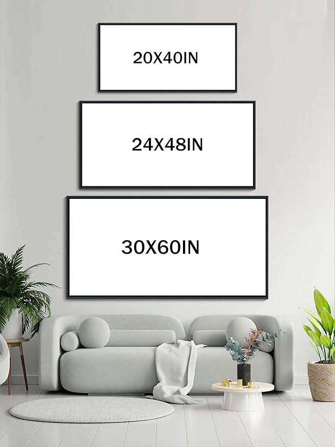 DUNHUANG ART Blue Tree Canvas Wall Art - Large Size Teal Abstract Painting for Home Office Living Room Bedroom Bathroom - Black Framed - Wall Decor Living Room 20"x40"