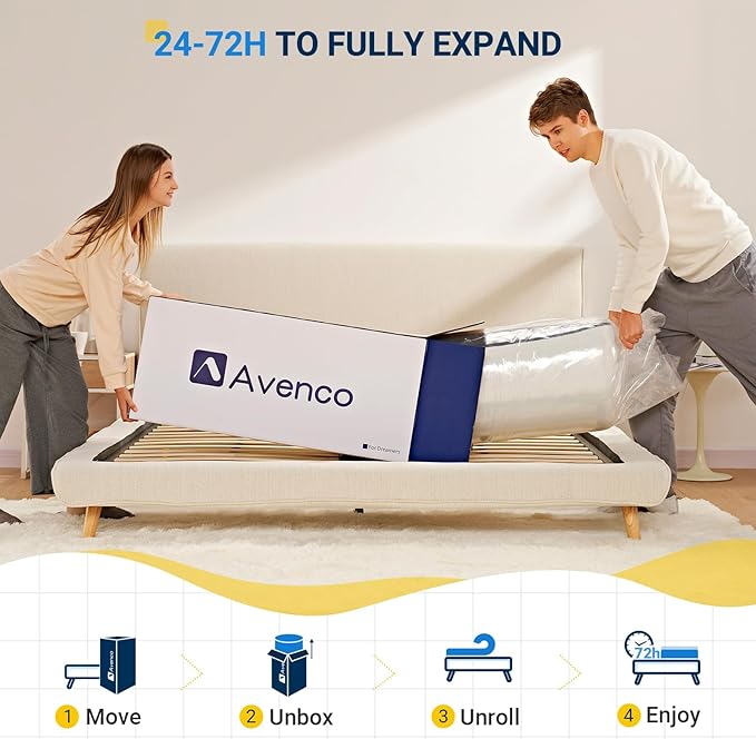 Avenco Queen Size Mattress, 6 Inch Memory Foam Queen Mattress in a Box for Comfort Sleep & Pressure Relief, CertiPUR-US Certified Medium Firm Queen Mattresses