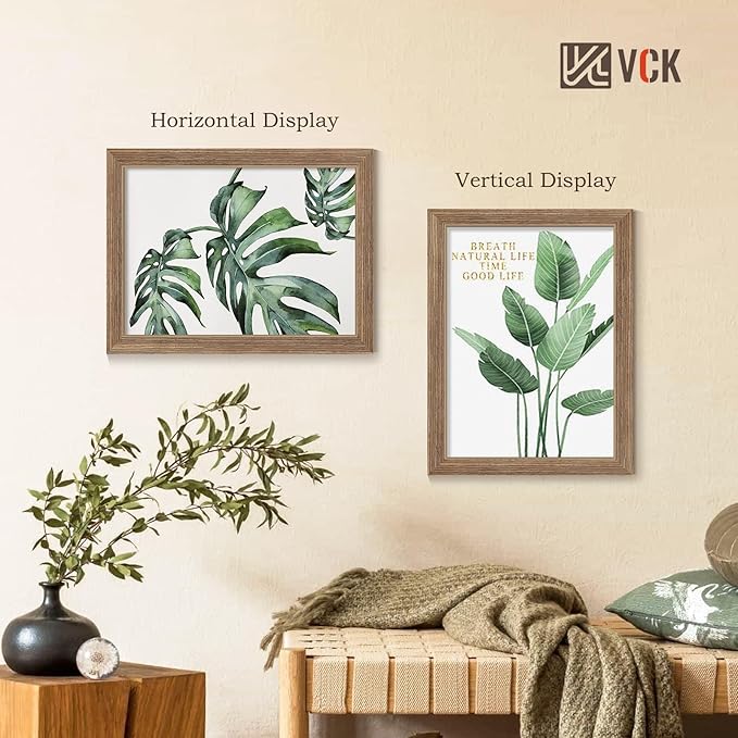 VCK 11x14 Picture Frame Set of 4 - Walnut, Gallery-Quality Wood Poster Frames, 1.1-Inch Wide Border, Polished Plexiglass, Vertical or Horizontal Wall Display for Photo/Art/Prints, Walnut