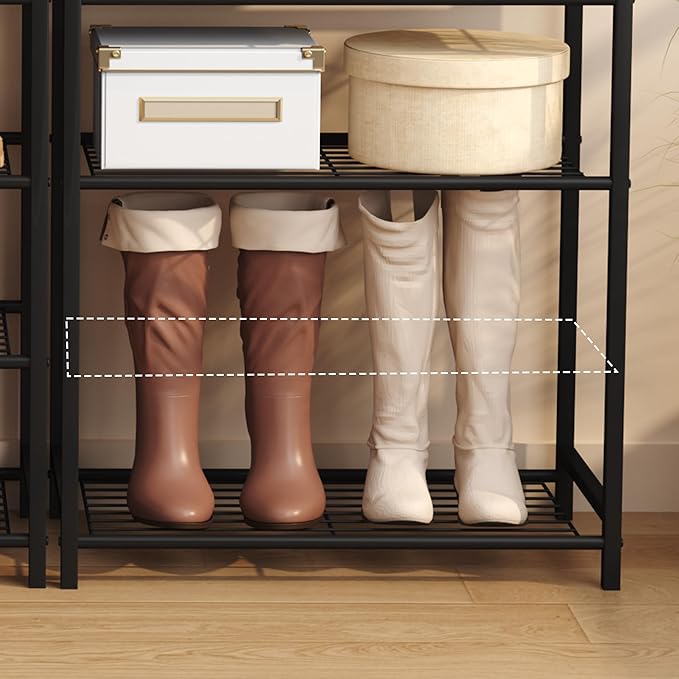 HOMEFORT 5 Tiers Shoe Rack Organizer,23" Shoe Storage Shelf for Closet, Shoe Rack for Entryway, Each Tier Fits 3 Pairs, Shoe Stand with Metal Shelves and MDF Top Board, Washed Gray