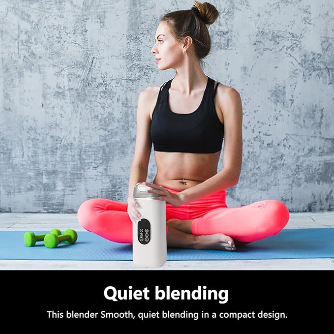 Portable Personal Blender with 12 Stainless Steel Blades – USB Rechargeable for Smoothie Shakes,14 Oz/420ML Cup and Extra Handle Lid, for Travel Sports Gym (White)