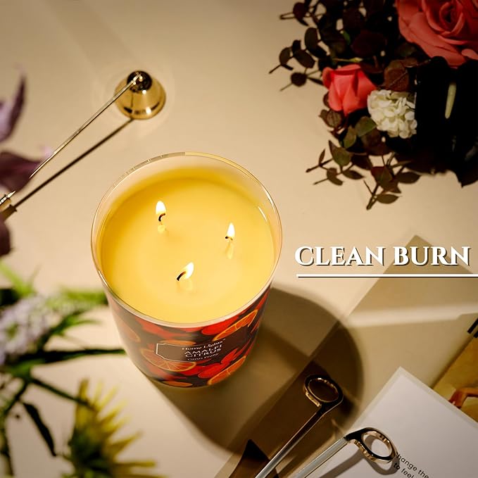 HomeLights 3-Wick Candles for Home Scented - 34oz Soy Wax Blend Candle Long-Lasting Fragrance, Eclectic Mixed Styles Home Decor and Housewarming Gifts, Amalfi Citrus