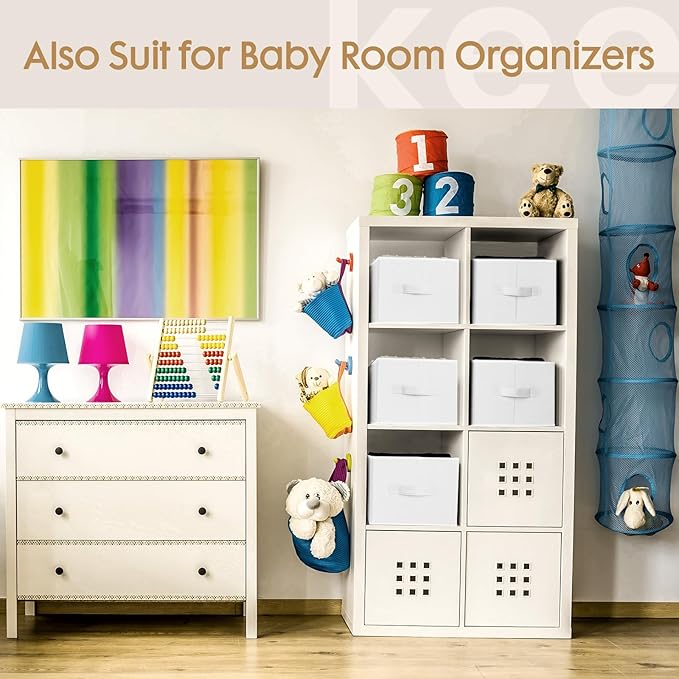 Criusia 6 Pack Large Clothes Organizer, Wardrobe Closet Organizer and Storage with Handles, Foldable Fabric Closet Organizers Dividers for Clothing, Pants, Jeans, Sweater, T-shirts, White