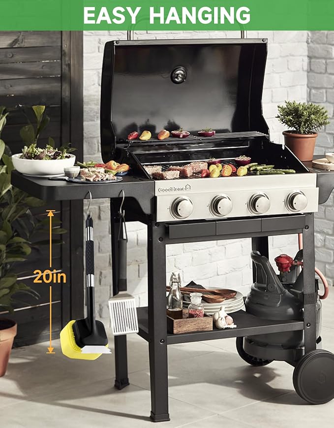 Grill Brush Cleaning BBQ Outdoor: GEEKHOM Bristle-Free Steam Scraper for Cast Iron/Stainless Grates - Perfect for Game Day, Camping & Family BBQ