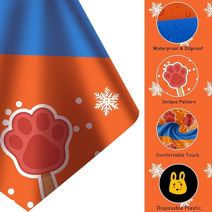 4Pcs 2in1 Paw Print Birthday Party Decorations Tablecloth, 54" x 108" Paw Table Cloth Disposable Rectangle Plastic Anime Table Cover for Kids Baby Shower Themed Party Supplies