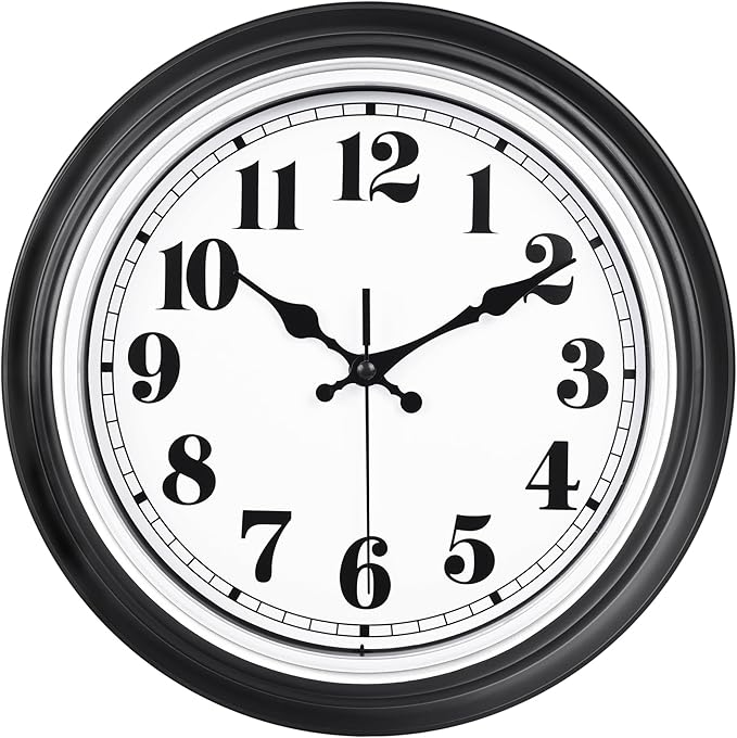 zyzamay 12 Inch Retro Wall Clock, Easy to Read Non-Ticking Round Classic,Quartz Battery Operated Wall Clocks,Decorative for Living Room,Bedroom,Kitchen,Office(Silver)