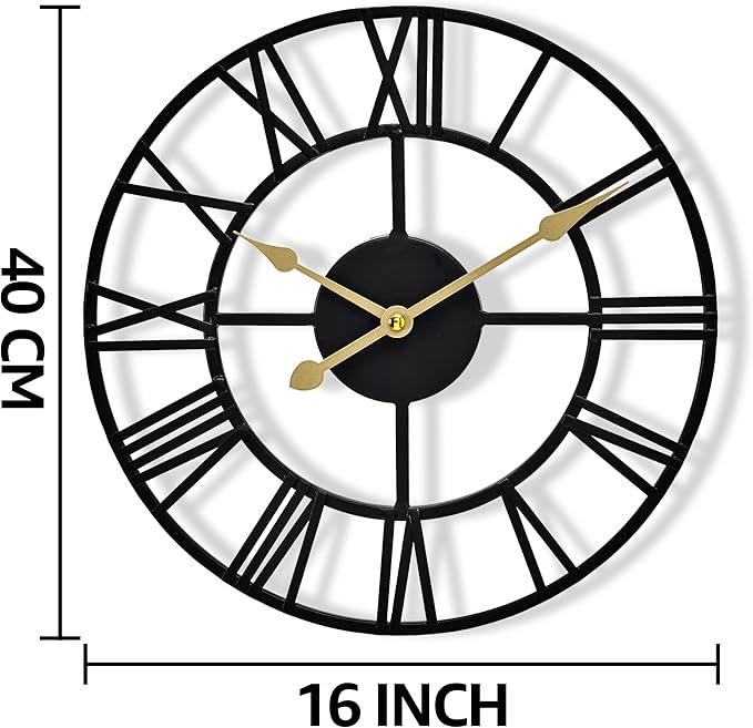 Sorbus Large Wall Clock for Living Room Decor – Easy to Hang 16-Inch Big Wall Clock – Metal Wall Art for Kitchen, Bedroom, Home, Office – Analog Decorative Wall Clock (Gold)