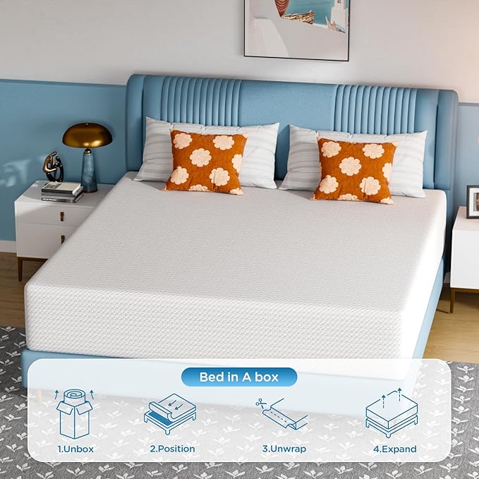 PayLessHere 14 Inch King Mattress Base Foam Mattress,Removable Soft Cover,Bunk Bed, Trundle, Daybed,White,Fiberglass Free