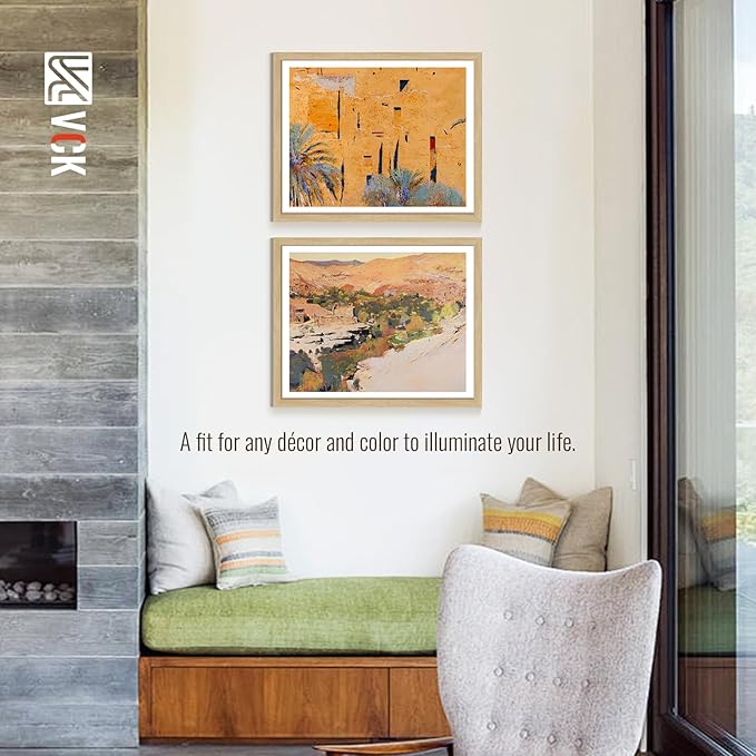 VCK 24x30 Poster Frame Set of 4 - Oak, Gallery-Quality Wood Picture Frames, 1.1-Inch Wide Border, Polished Plexiglass, Vertical or Horizontal Wall Display for Photo/Art/Prints, Natural Oak