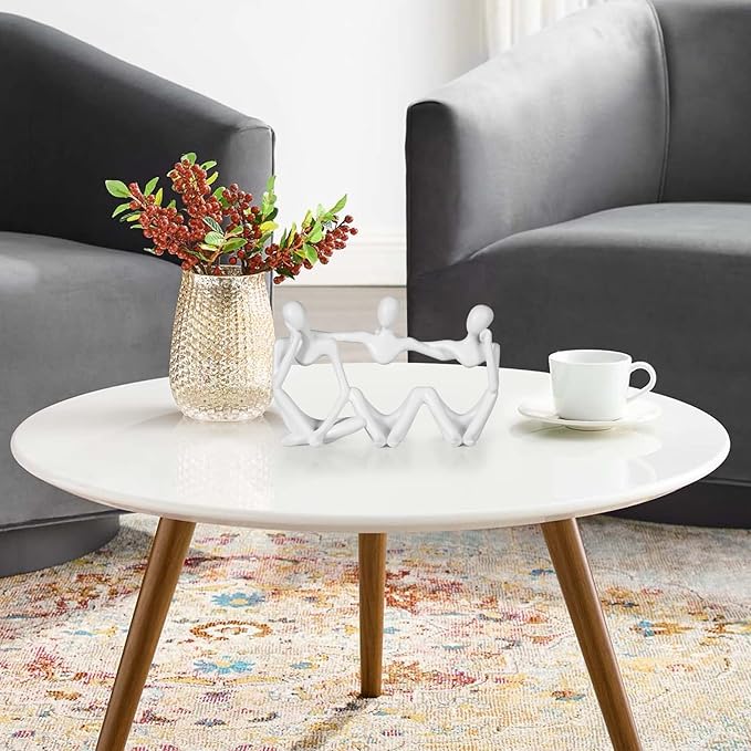 Thinker Statue Gold Decor Abstract Art Sculpture, Golden Resin Collectible Figurines for Home Living Room Office Shelf Decoration,Great Gifts Ideas (Conjoined Body-White)