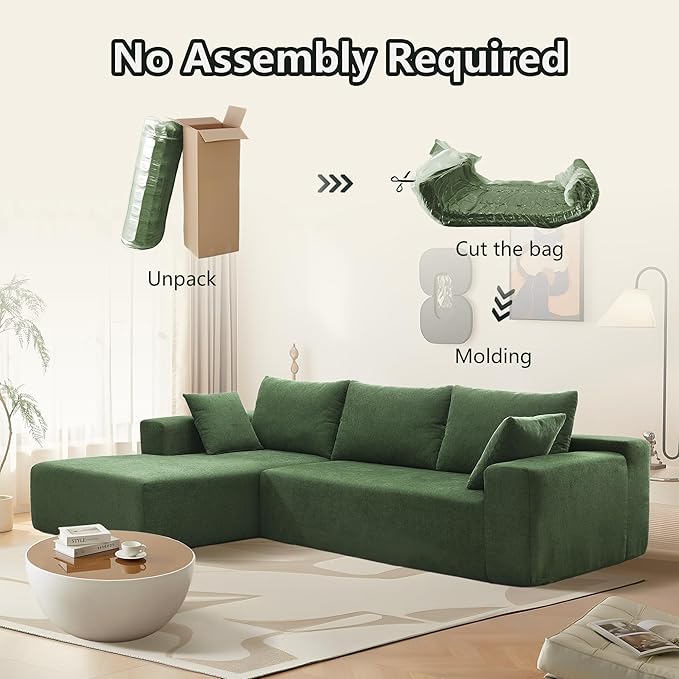 109 X 68'' Sectional Sofa, Chenille Fabric L Shaped Couch, 3 Seat Corner Sofa, Modern Upholstered Couch with 2 Pillow Left Hand Lounge for Living Room, Office