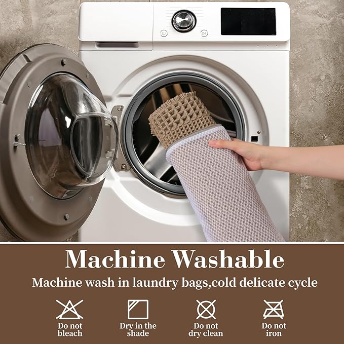 RESARE Waffle Bathroom Runner Rugs, Super Absorbent Bath Mat Non Slip Washable Quick Dry, Upgraded Ultra Soft Boho Bath Rugs with Tassels for Hallway Bedroom Laundry Room, 2'x4'(24"x48"), Beige