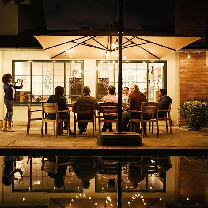 Outdoor String Light 50FT Patio Black with 52 Shatterproof G40 LED Clear Globe Bulbs for Indoor/Outdoor, Connectable Hanging Lights for Backyard Balcony Party Decor