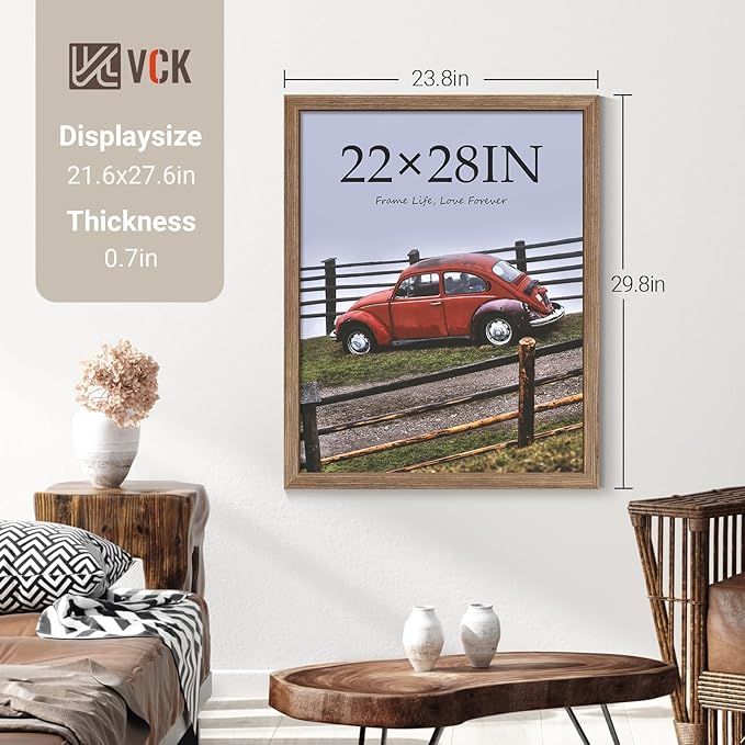 VCK 22x28 Poster Frame Set of 4 - Walnut, Gallery-Quality Wood Picture Frames, 1.1-Inch Wide Border, Polished Plexiglass, Vertical or Horizontal Wall Display for Photo/Art/Prints, Walnut