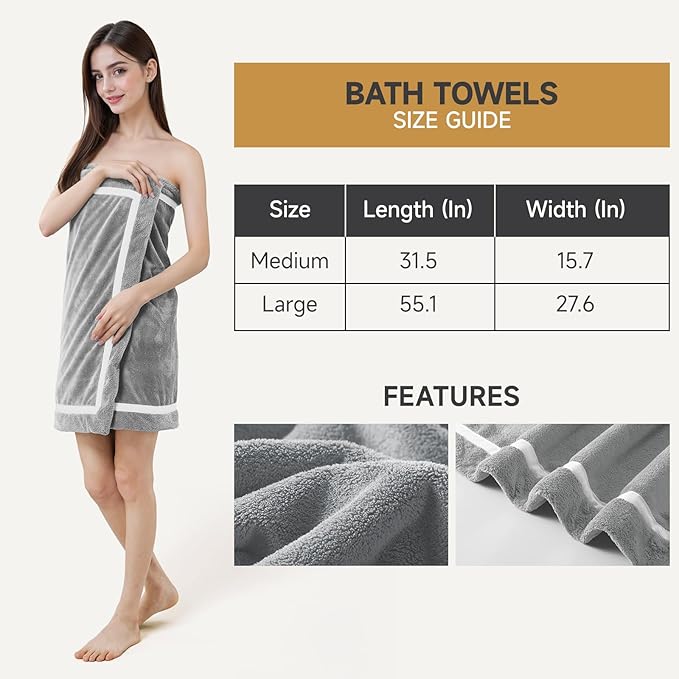 REDKISS Soft 4 Piece Bath Towel Set - 2 Handtowels, 2 Bathtowels | Super Absorbent, No Lint & No Fading,Ultra-Fiber Coral Fleece | Perfect for Bathroom, Spa, Gym | Family & Adults-Grey Gray Sets