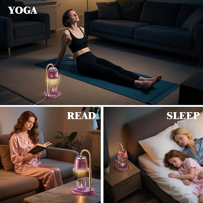 Candle Warmer Lamp with Adjustable Height - Flameless 4-Level Dimmable Wax Warmer, Timer Function & Stylish Design in Multiple Colors(Purple)