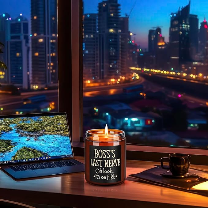 Boss Gifts for Women, Men - Fun Relaxing Candles - Funny Gift for Boss Female, Her, Mom, Boss Lady - Birthday, Thank You for Coworker Nurse Teacher Friend - Natural Soy Wax Jar Candle for Home