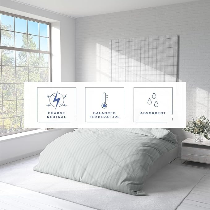 Kotton Culture 1 Pc Custom Size Duvet Cover Only -100% Egyptian Cotton Sateen 600 Thread Count Ultra Soft Premium Durable Comforter Cover Zipper Closure & Corner Ties (Striped Silver, Custom)