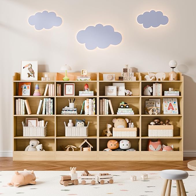 Cozy Castle Toy Storage Organizer, 5 Tier Kids Bookshelf, 10 Cube Toddler Bookcase Storage Cabinet for Playroom, Kids Room, Living Room, Nursery, Cubby, Kindergarten (Oak)