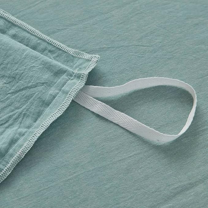 FACE TWO FACE Bedding Duvet Cover Set100% Washed Cotton Duvet Cover Linen Like Textured Breathable Durable Soft Comfy (King, Dusty Blue)