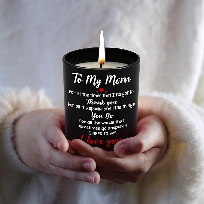 Birthday Gifts for Mom from Daughter Son - Long Lasting Vanilla Lavender Scented Candle 10 oz - Christmas Thank You Gifts for Mother, Mama, Mother in Law, Grandma, I Love You Mom Gift Ideas