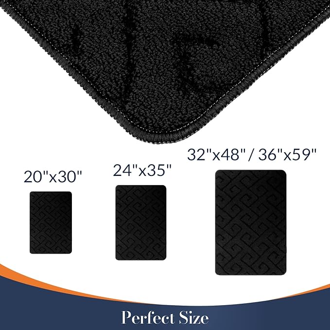 Walensee Indoor Doormat, Front Door Mat for Entrance (32"x48" Black) Machine Washable Entryway Rug, Non Slip Trapper Door Rugs Absorbent Dirt Low Profile Shoes Scraper Inside Floor Mats