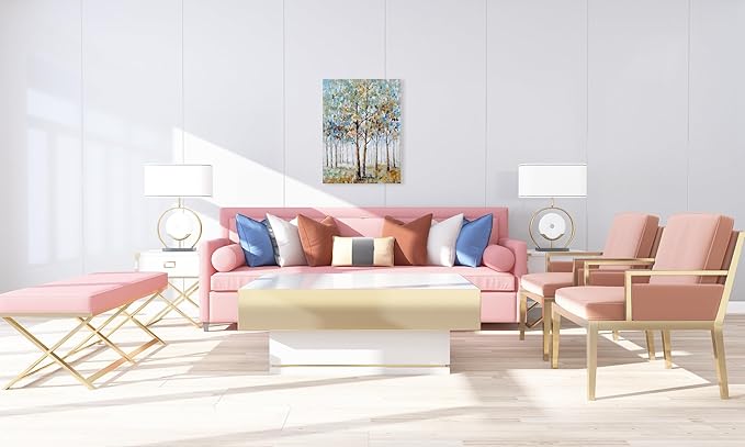 NdcSkyArt Tree Canvas Wall Art - Hand Painted Abstract Forest Painting for Modern Home Décor