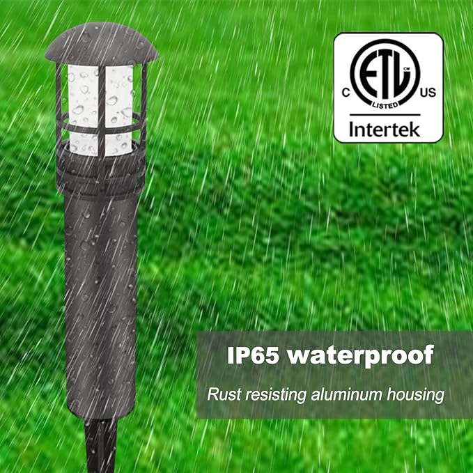 VOLISUN Outdoor LED Landscape Lighting,12-Pack 3W 12V Low Voltage Pathway Lights,Outdoor Waterproof Garden Lights,Aluminum Housing ETL Listed,CRI 90+,5000K Cool White for Driveway Sidewalk