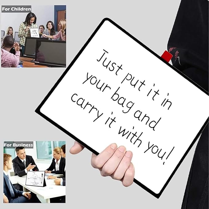 iNenya Portable White Board, 8.5 x 11 Inches, Small Dry Erase Board, Mini Portable whiteboard,Anti-Ghosting Surface, Smart Reusable Foldable for Kids Shool Students Office Home Travel (Black)