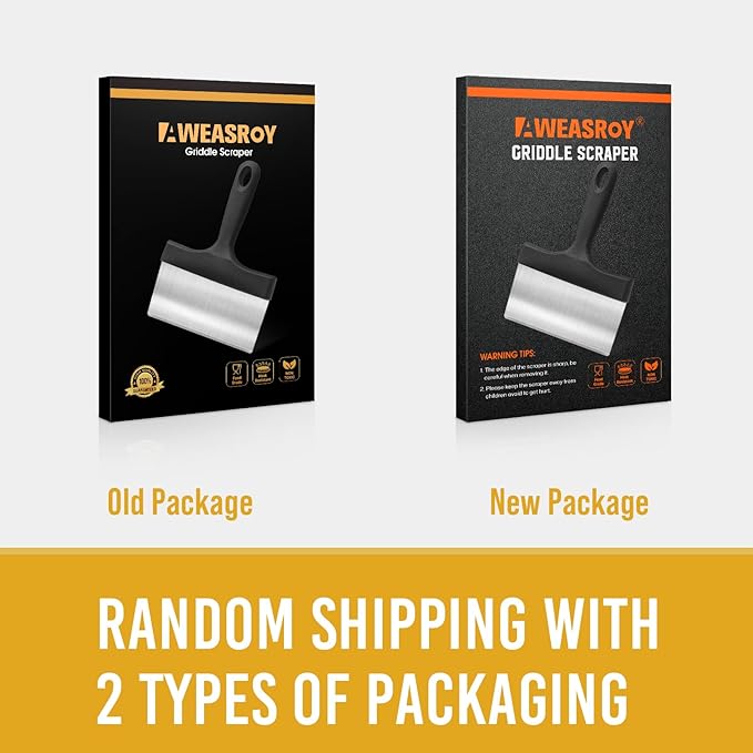 Heavy Duty Grill Scraper Stainless Steel Griddle Scraper with 5" Handle,Sturdy Food Scraper Tool Kitchen for Blackstone Grill Accessories,Outdoor Barbecue Turners Tools