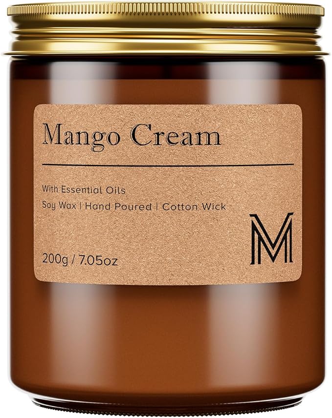 M&SENSE Mango Cream Home Scented Candle for Relaxation, Gifting, Spa | 7.05oz Candles Gift for Birthday Housewarming Mother's Valentine Day