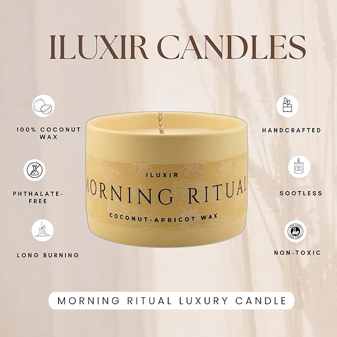 Morning Ritual Scented Candle – Earthy Moss, Palo Santo & Sandalwood – Perfect for Slow Mornings, Meditation, Yoga & Relaxation – Vegan, Phthalate-Free, Handcrafted in The USA (5 oz.)