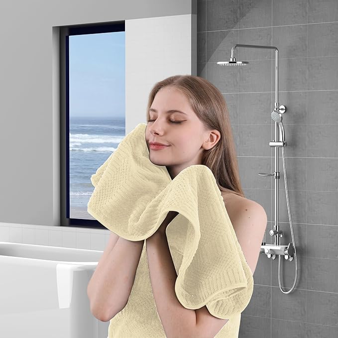 4 Piece Oversized Bath Towels Set 35x70 Inches, Cream Extra Large Soft Bath Sheet Chair Towels 600 GSM Highly Absorbent Quick Dry Towels Set for Bathroom Hotel Spa